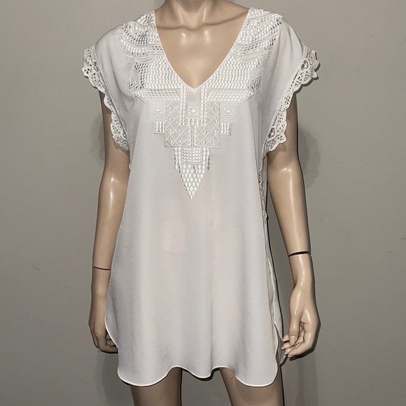 Guess by Marciano Embroidered White Tunic L - Picture 2 of 13